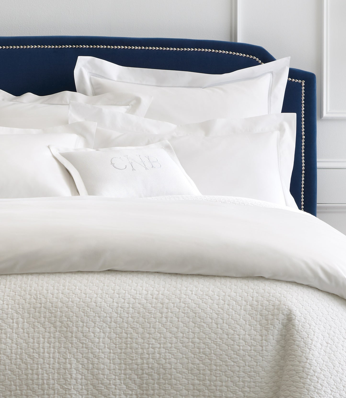 Lyric Duvet Cover and Shams on Bed in White 