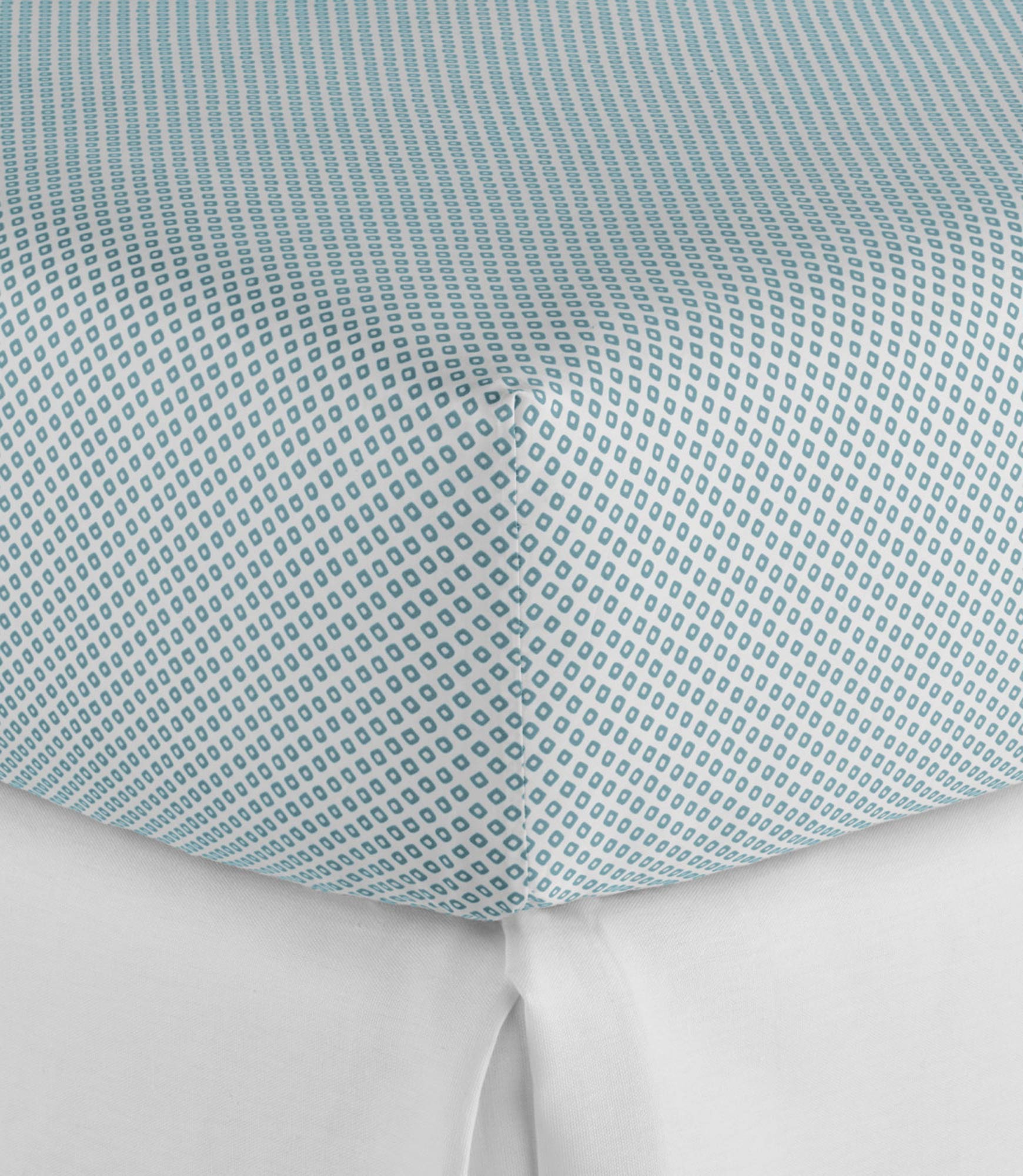 Emma Printed Sateen Fitted Sheet Aqua