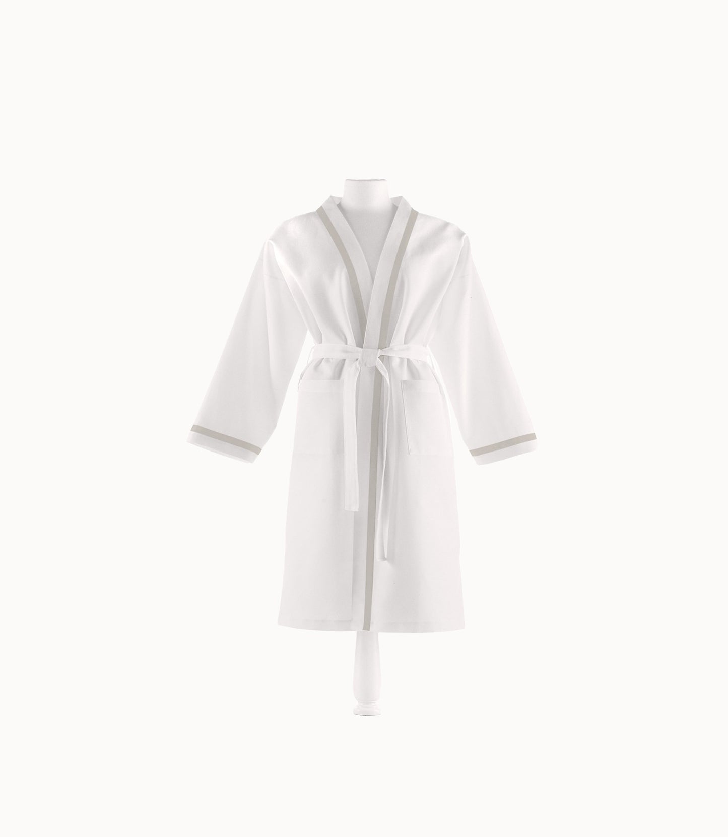 Pique Bath Robe with Linen Trim 