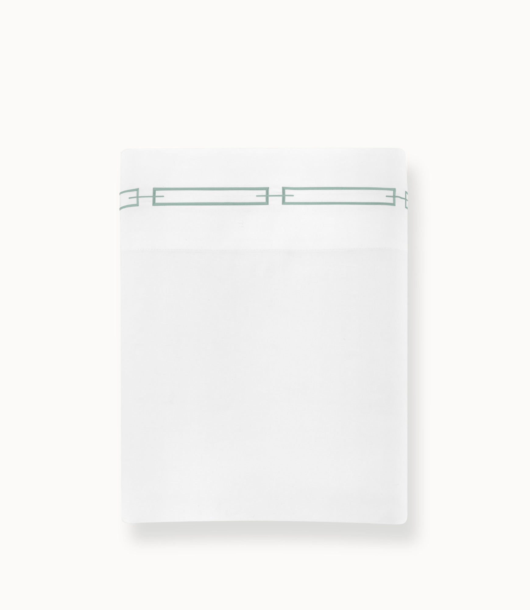 Stanza Embroidered Sateen Flat Sheet Sea Glass